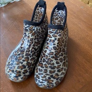 Leopard Ankle Rain Boots - NEVER WORN!